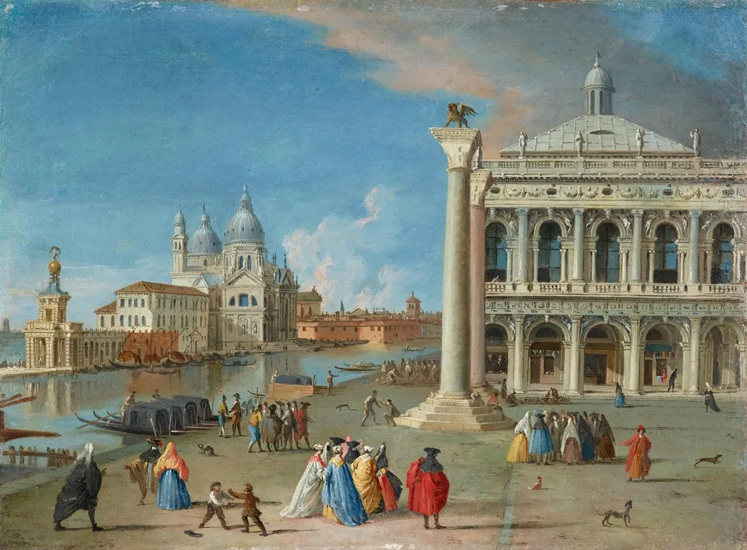 The Piazzetta With Santa Maria Della Salute Beyond Venice Wall Art by Johan Anton Richter - High-Resolution Digital Print