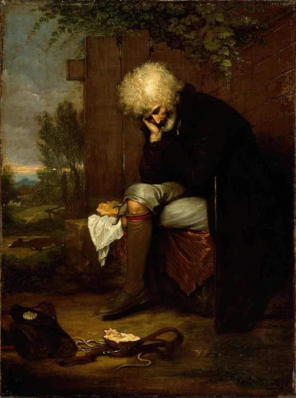 The Pilgrim Mourning His Dead Ass Wall Art by Benjamin West - High-Resolution Digital Print