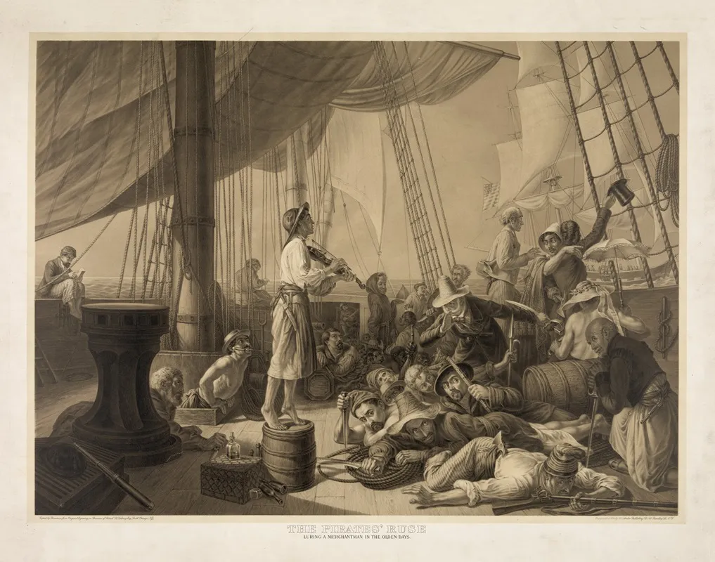 The Pirates Ruse Luring A Merchantman In The Olden Days Wall Art by Amlico Publishing Co. - High-Resolution Digital Print