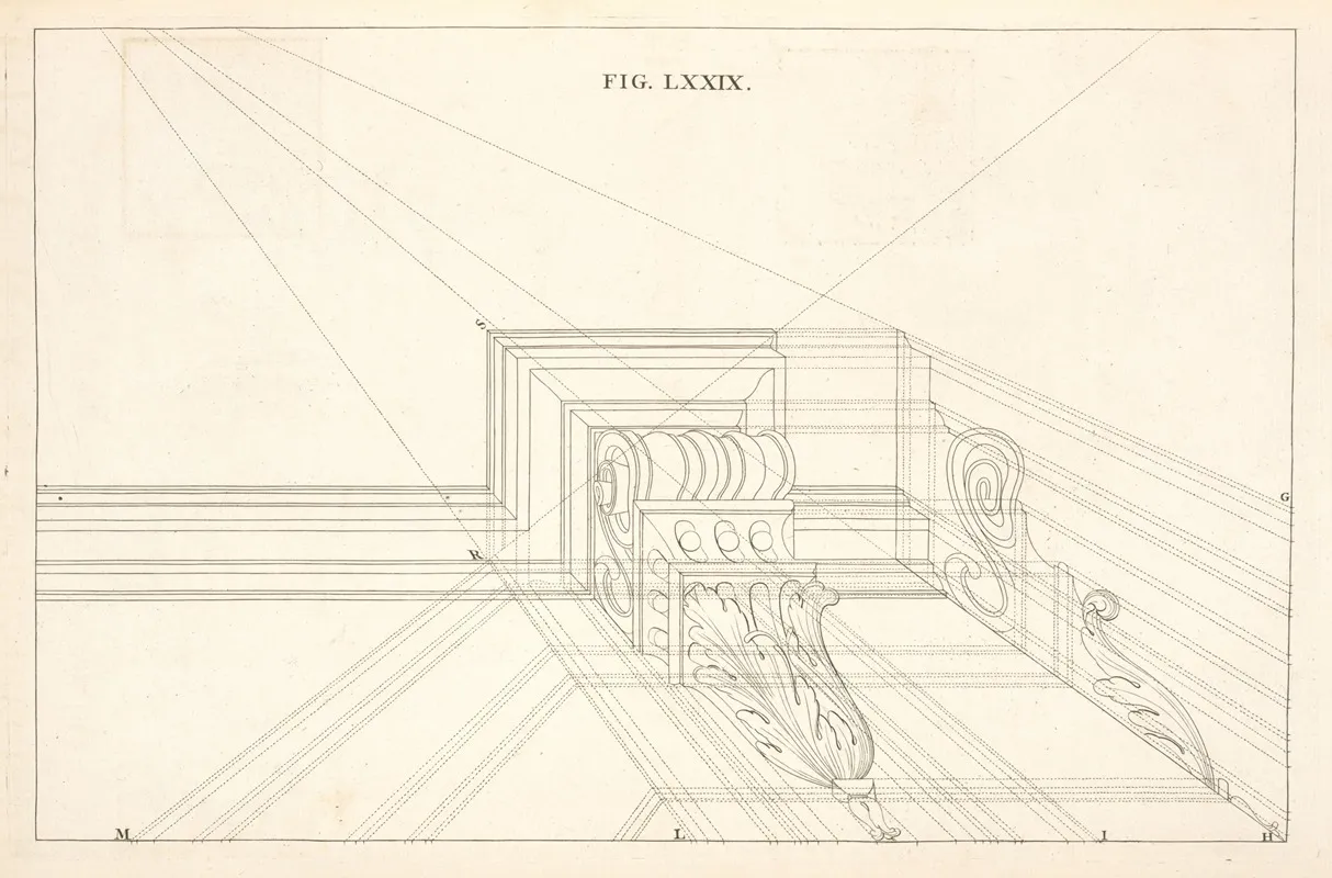 The Plan And Elevation Of A Corbel In Perspective Wall Art by Andrea Pozzo - High-Resolution Digital Print