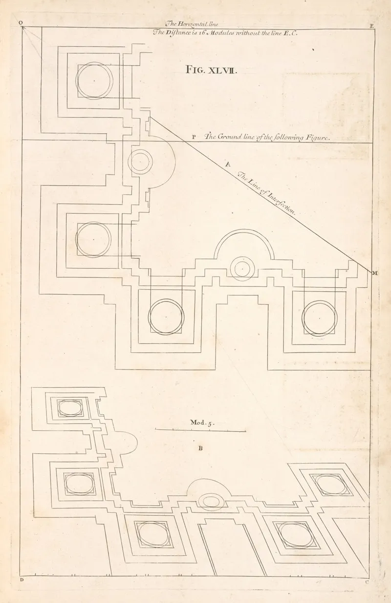 The Plan Of An Ionick Building Wall Art by Andrea Pozzo - High-Resolution Digital Print