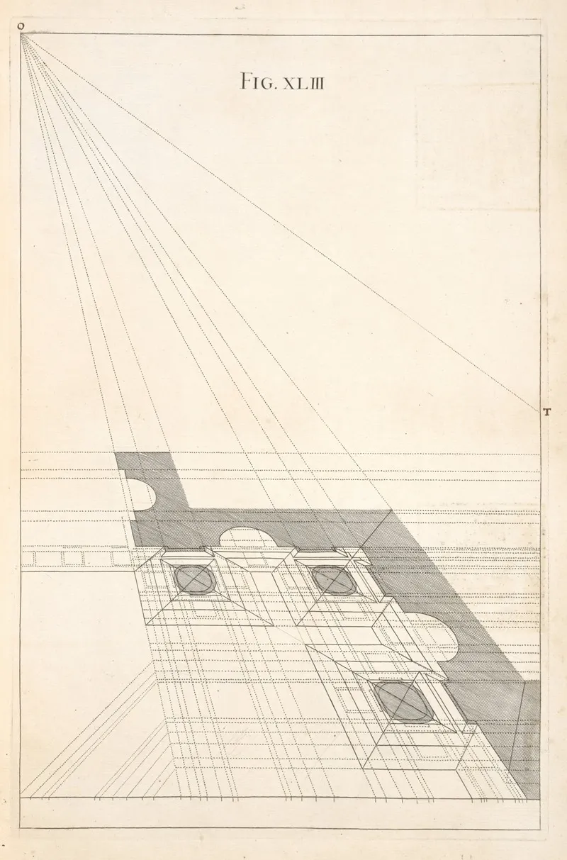 The Plan Of The Fortieth Figure In Perspective Wall Art by Andrea Pozzo - High-Resolution Digital Print