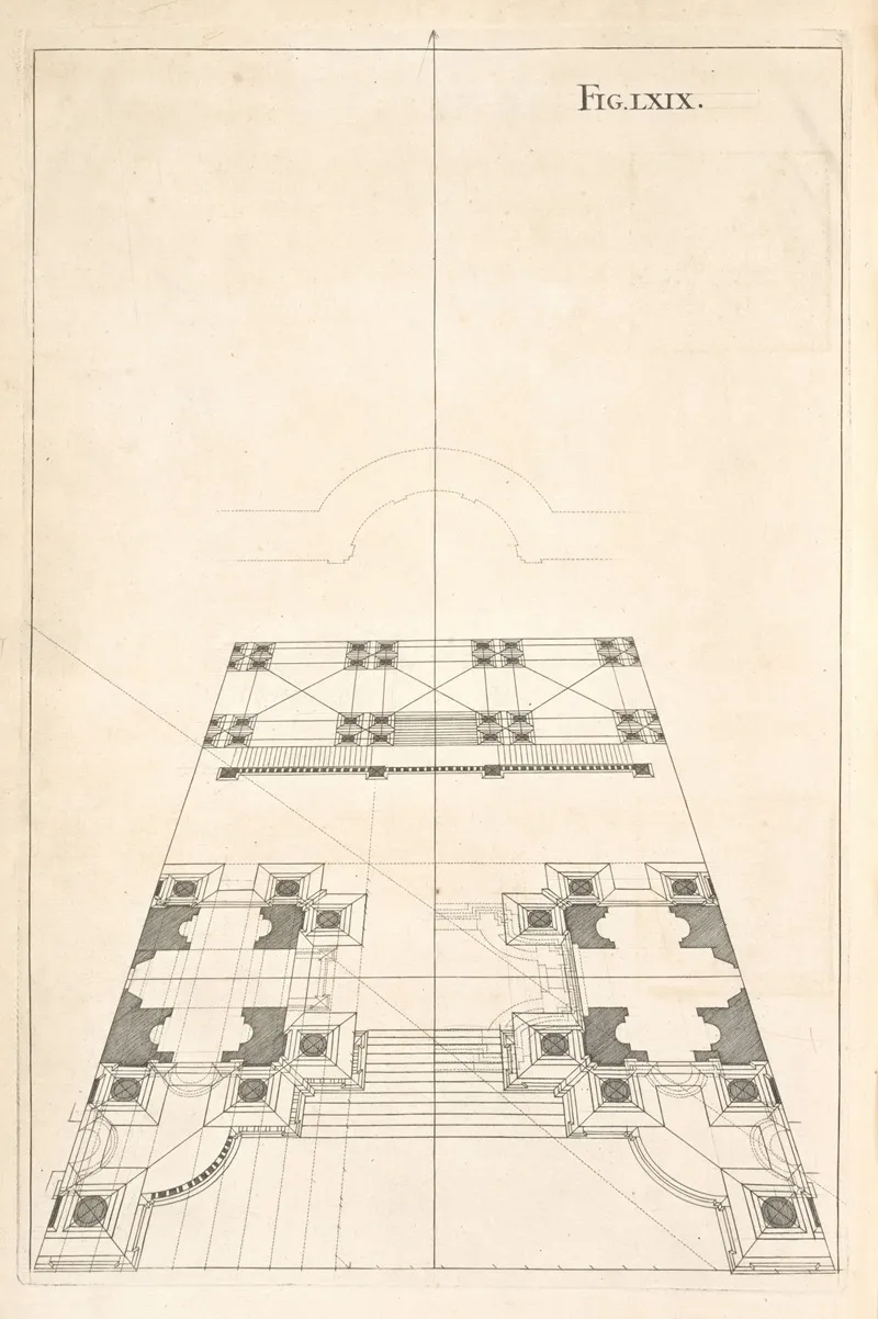 The Plan Of The Sixty Seventh Figure In Perspective And Third Preparation To The Seventy First Figure Wall Art by Andrea Pozzo - High-Resolution Digital Print