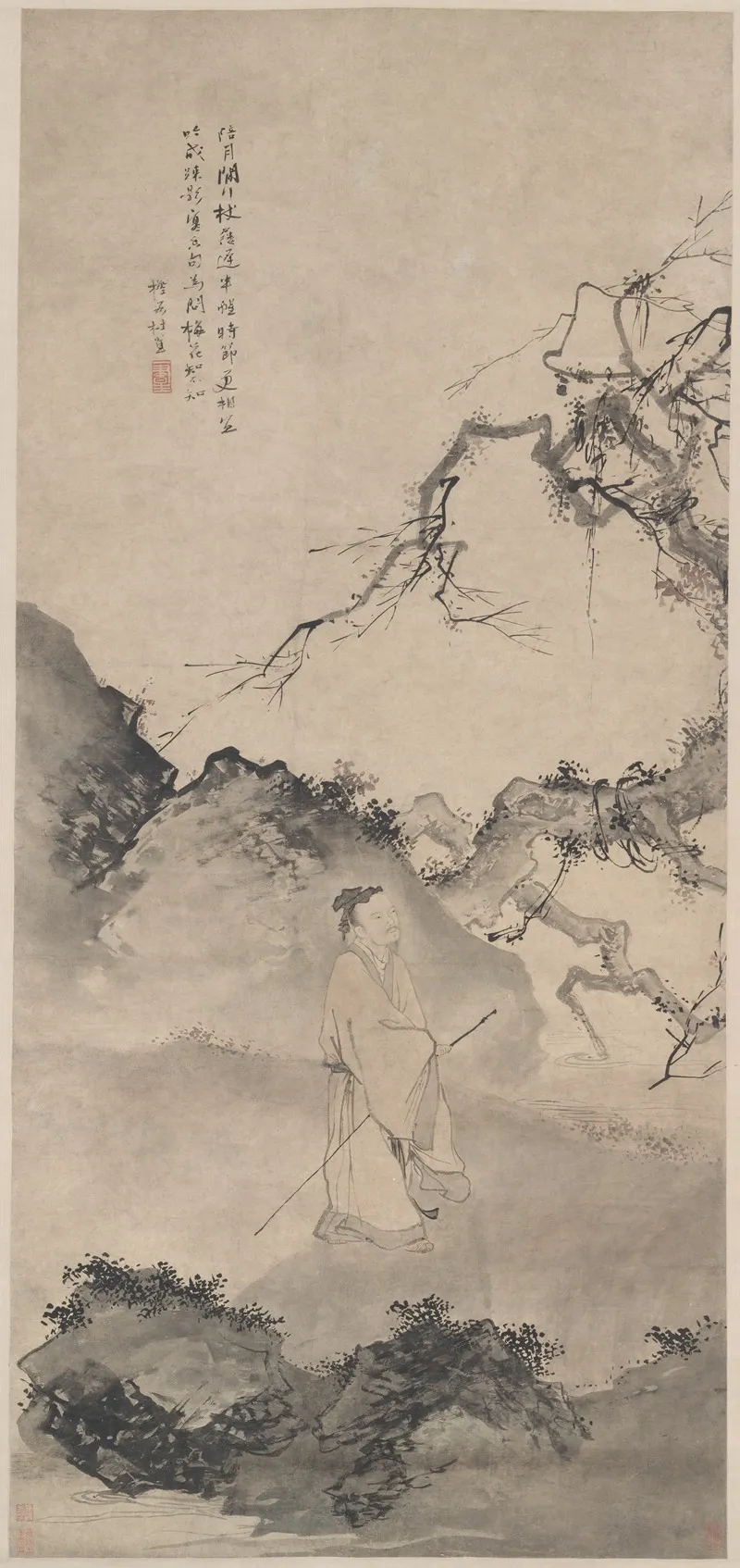 The Poet Lin Bu Wandering In The Moonlight Wall Art by Du Jin - High-Resolution Digital Print