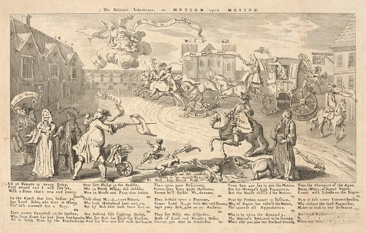The Political Libertines Or Motion Upon Motion Wall Art by George Bickham - High-Resolution Digital Print