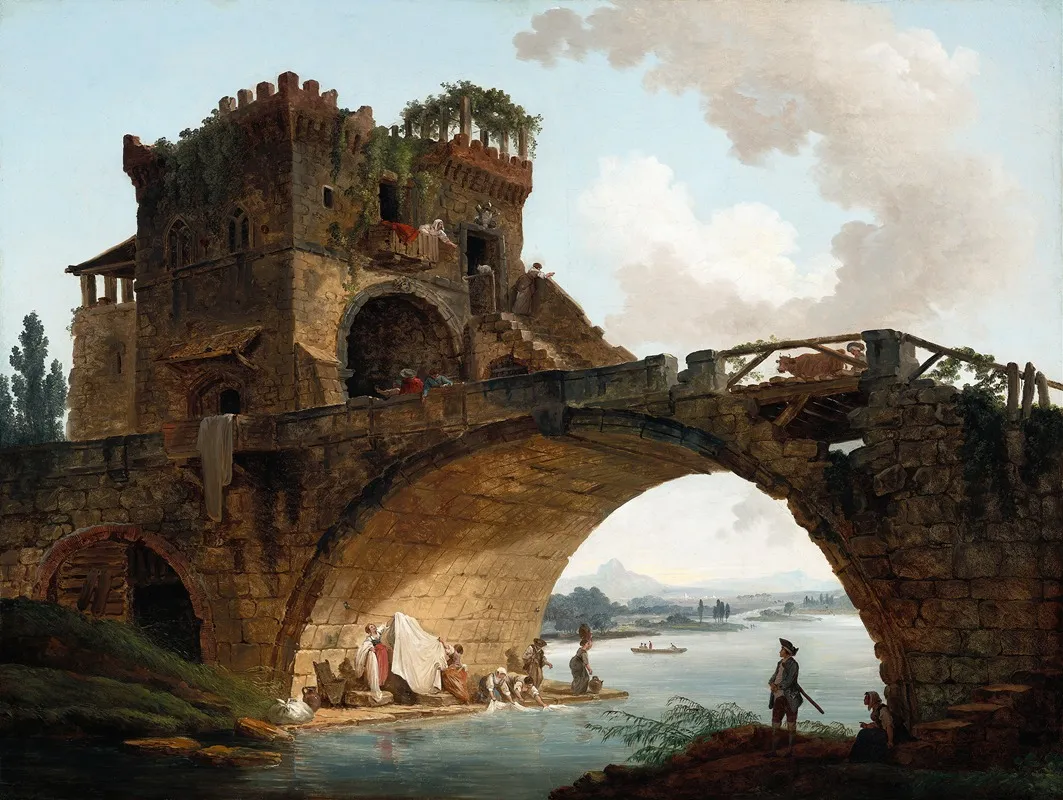 The Ponte Salario Wall Art by Hubert Robert - Canvas Print