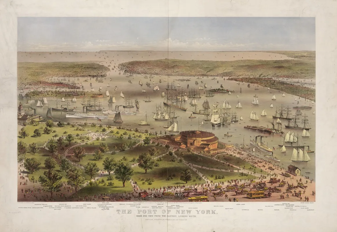 The Port Of New York Birds Eye View From The Battery Looking South