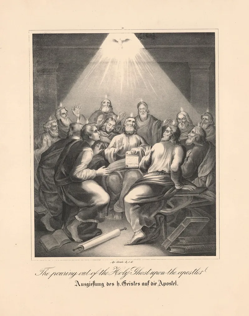 The Pouring Out Of The Holy Ghost Upon The Apostles Wall Art by Johann Baptist Sonderland - High-Resolution Digital Print