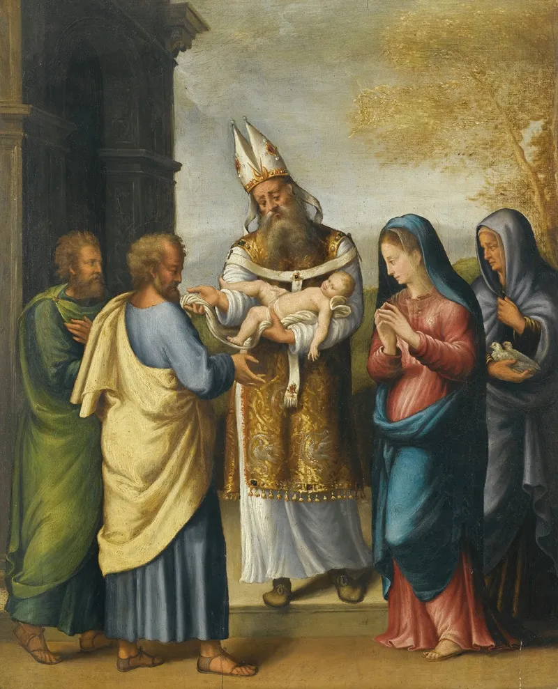 The Presentation In The Temple 9 Wall Art by Luca Longhi - High-Resolution Digital Print