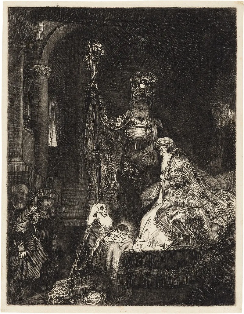 The Presentation In The Temple In The Dark Manner Wall Art by Rembrandt van Rijn - High-Resolution Digital Print