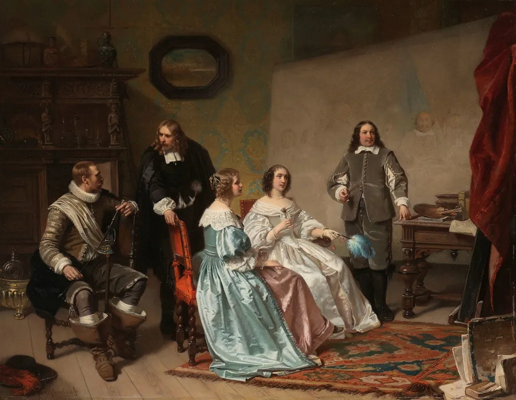 The Princess Of Orange Visiting The Work Shop Of Bartholomeus Van Der Helst Wall Art by Hendrik Jacobus Scholten - High-Resolution Digital Print