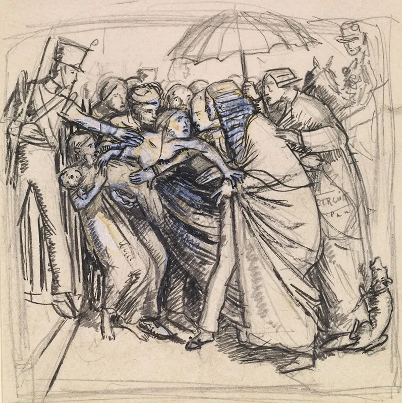 The Prisoners Wife Sketch Of The Wife Confronting Judge Wall Art by Sir John Everett Millais - High-Resolution Digital Print
