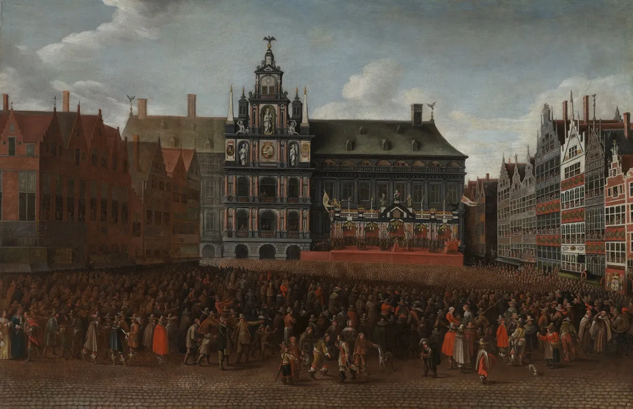 The Proclamation Of The Peace Of Munster At The Grote Markt In Antwerp Wall Art by Maximiliaen Pauwels - High-Resolution Digital Print