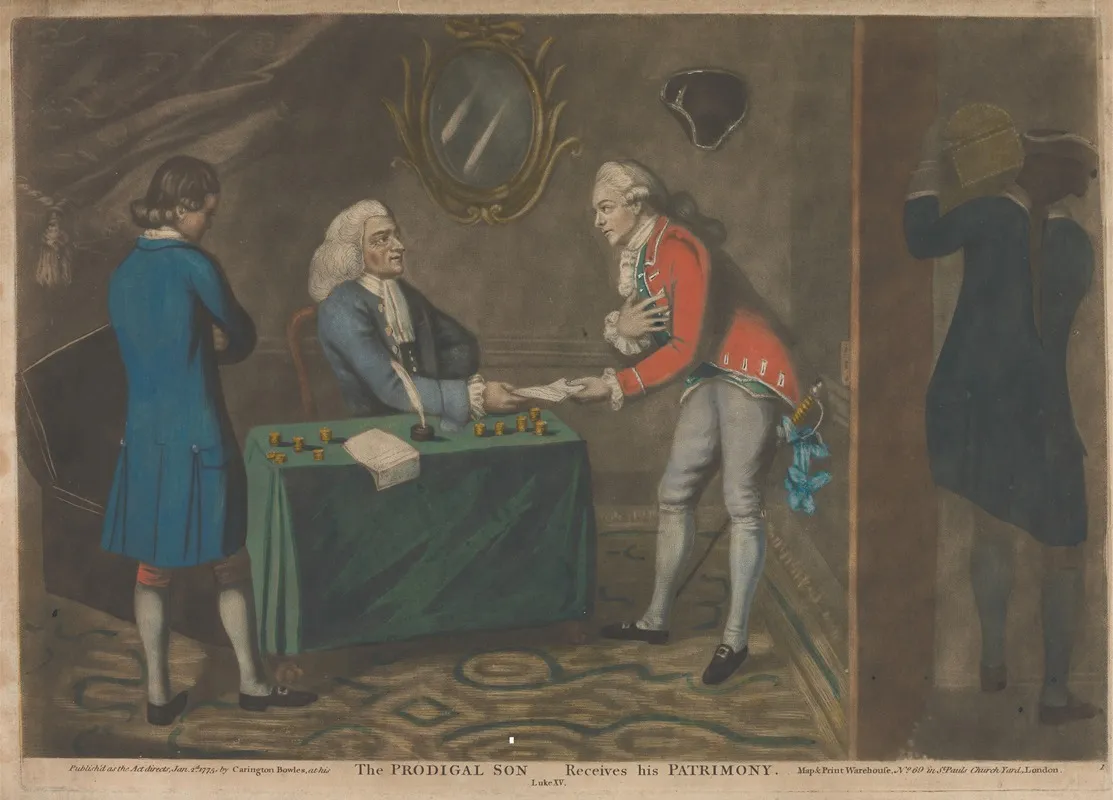 The Prodigal Son Recieves His Patrimony Wall Art by John Raphael Smith - High-Resolution Digital Print