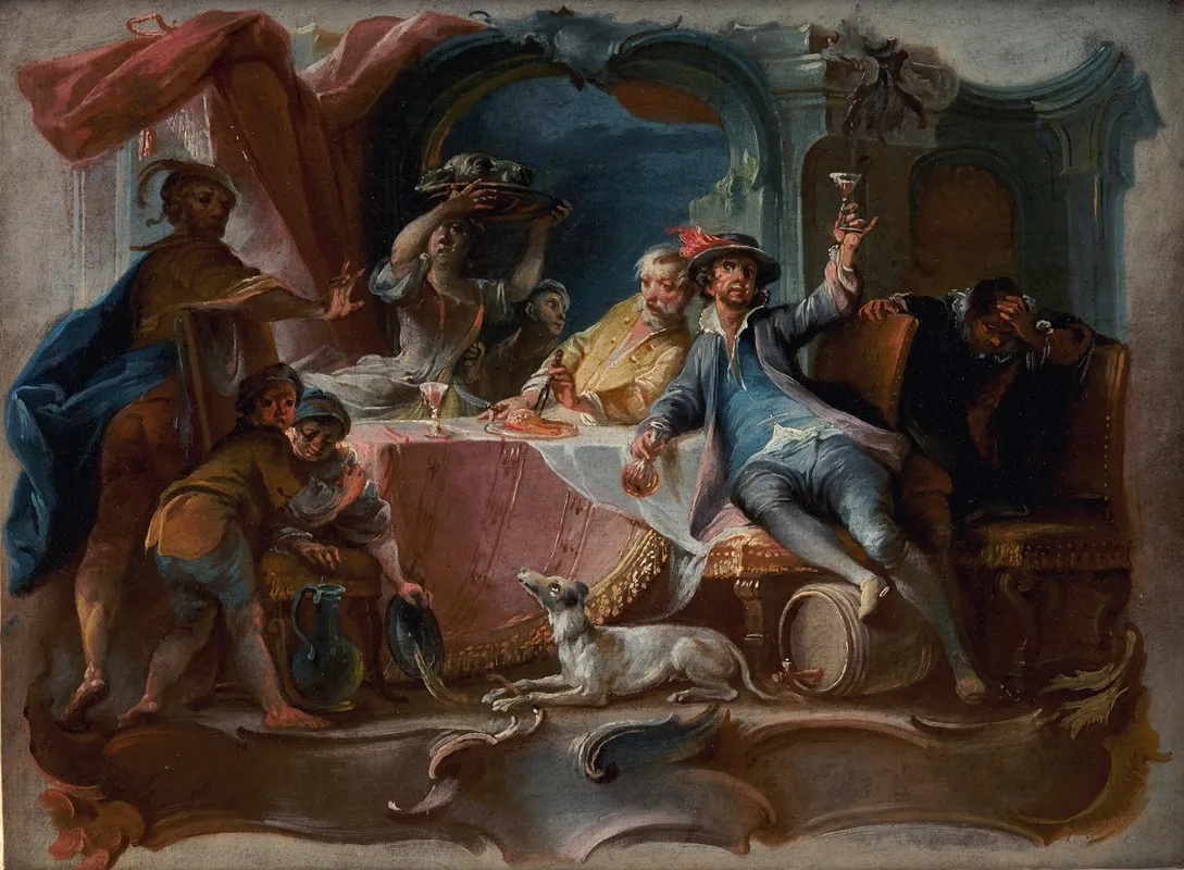 The Prodigal Son Wasting His Inheritance Wall Art by Johann Wolfgang Baumgartner - High-Resolution Digital Print