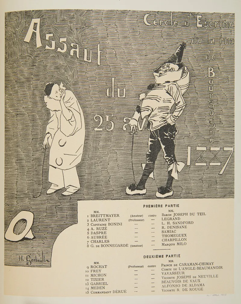 The Program Of The Fencing Club Cercle Descrime De La Rue De Bourgogne From April 25 1887 Wall Art by Henry Gerbault - High-Resolution Digital Print