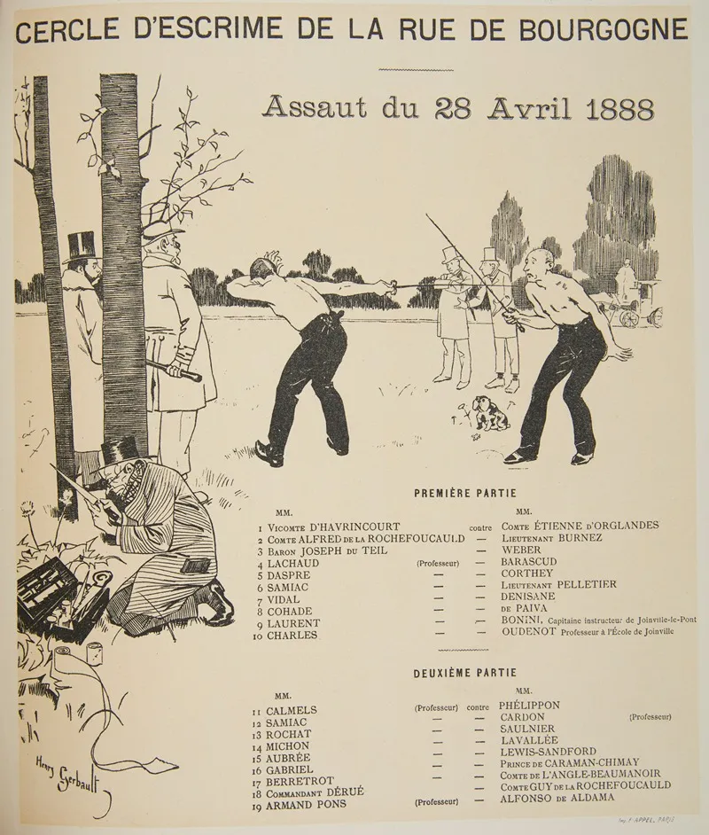 The Program Of The Fencing Club Cercle Descrime De La Rue De Bourgogne From April 28 1888 Wall Art by Henry Gerbault - High-Resolution Digital Print