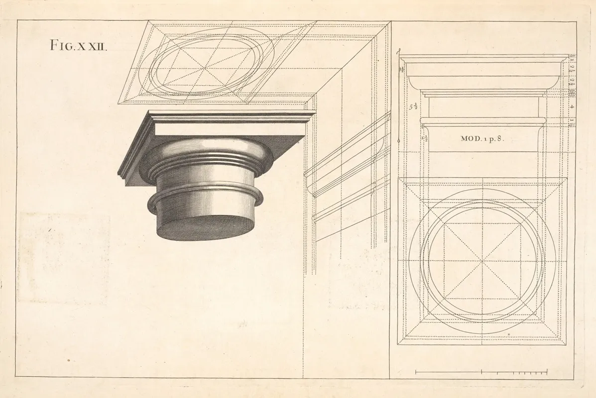 The Projection Of A Dorick Capital In Perspective Wall Art by Andrea Pozzo - High-Resolution Digital Print