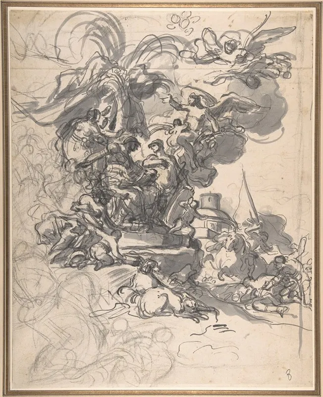 The Prophetess Deborah Ordering Barak To Take Arms Against Sisera Wall Art by Francesco Solimena - High-Resolution Digital Print