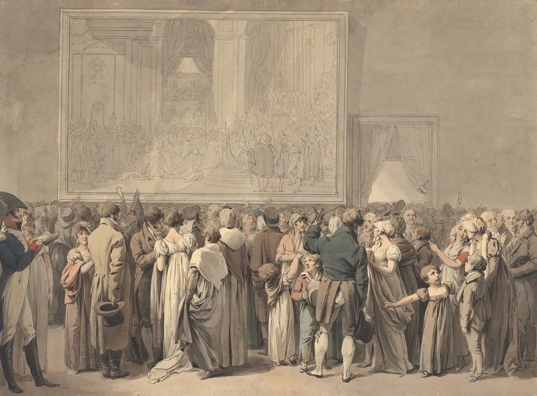 The Public In The Salon Of The Louvre Viewing The Painting Of The Sacre Wall Art by Louis-Léopold Boilly - Canvas Print