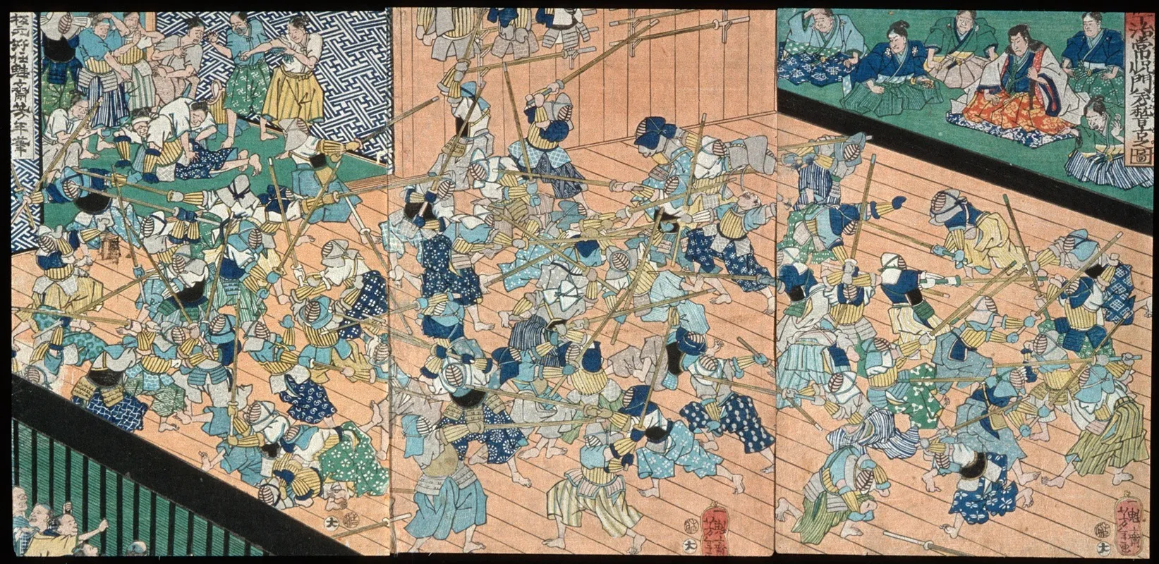 The Pupils Of Uji Joetsu Practicing Fencing Wall Art by Tsukioka Yoshitoshi - High-Resolution Digital Print