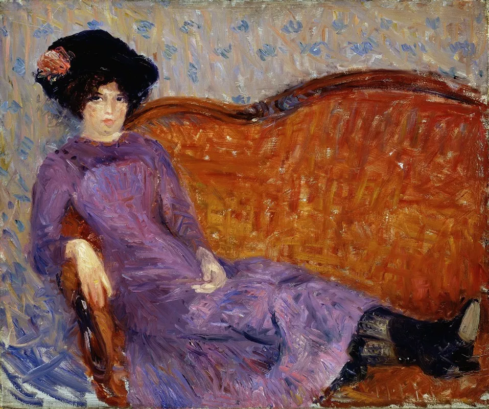 The Purple Dress Wall Art by William James Glackens - High-Resolution Digital Print