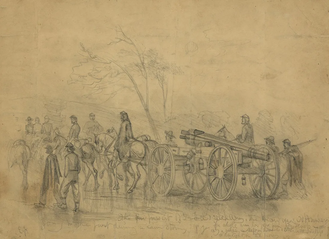 The Pursuit Of Gen Lees Rebel Army The Heavy Guns 30 Pounders Going To The Front During A Rain Storm