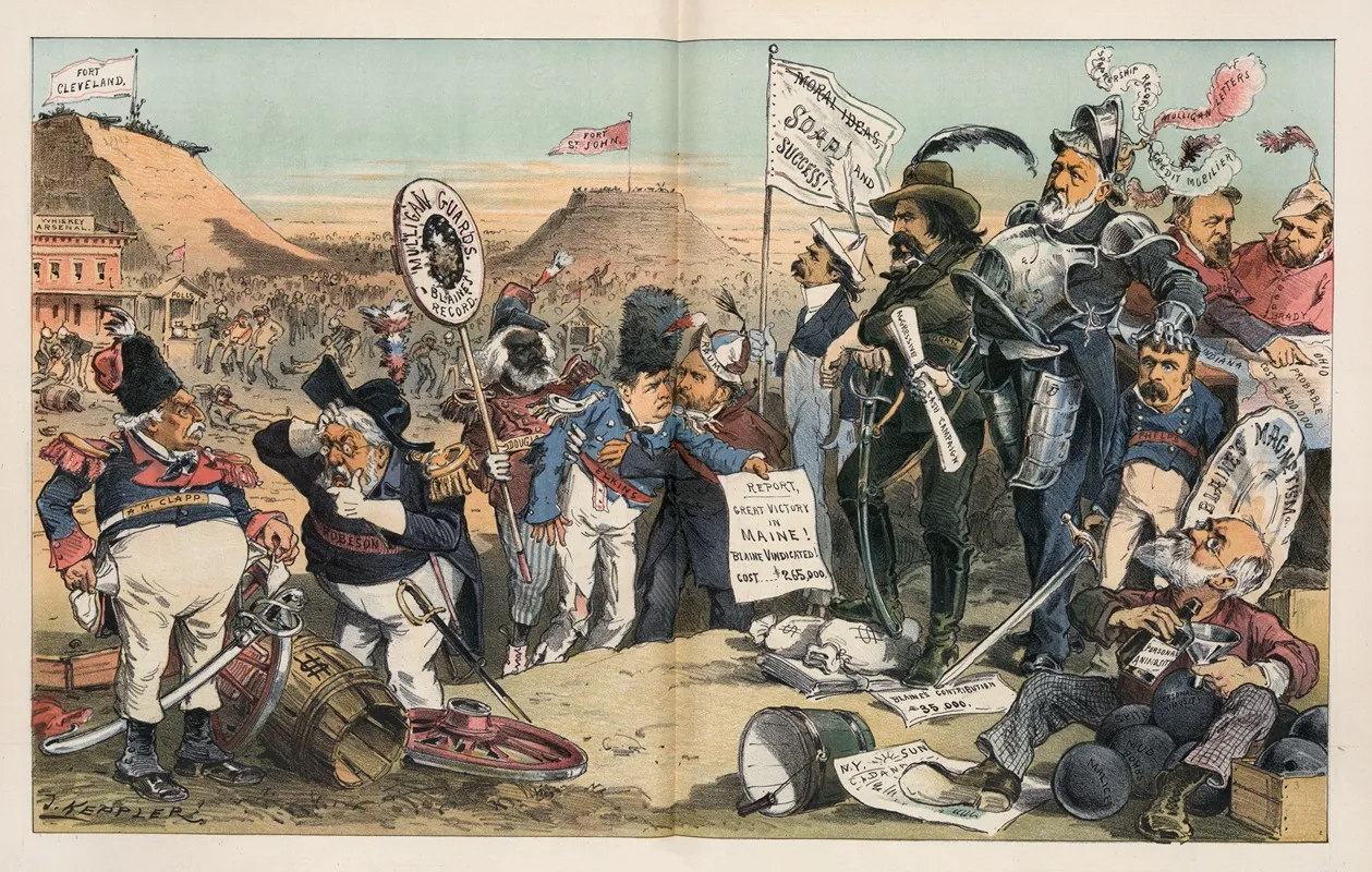 The Pyrrhic Victory Of The Mulligan Guards In Maine Wall Art by Joseph Ferdinand Keppler - High-Resolution Digital Print
