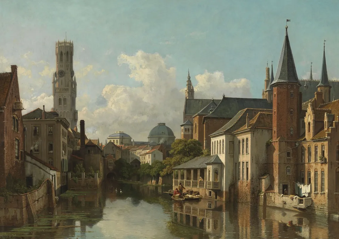 The Quai Of The Rosary In Bruges Wall Art by François Antoine Bossuet - High-Resolution Digital Print