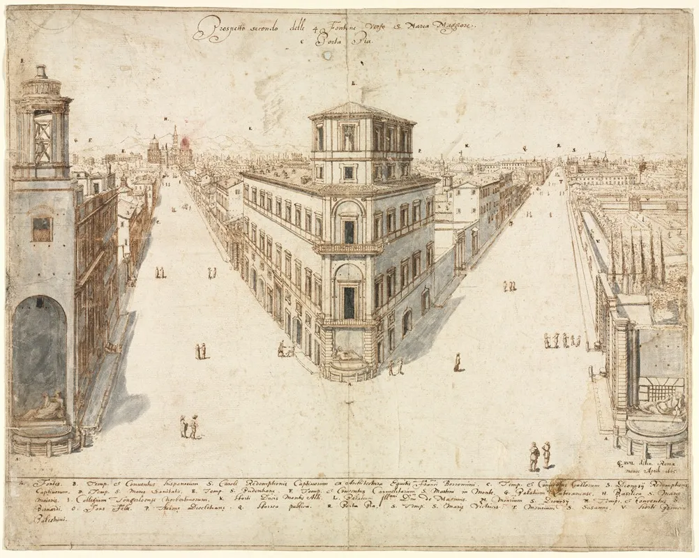 The Quattro Fontane Looking Toward Santa Maria Maggiore Wall Art by Lievin Cruyl - High-Resolution Digital Print