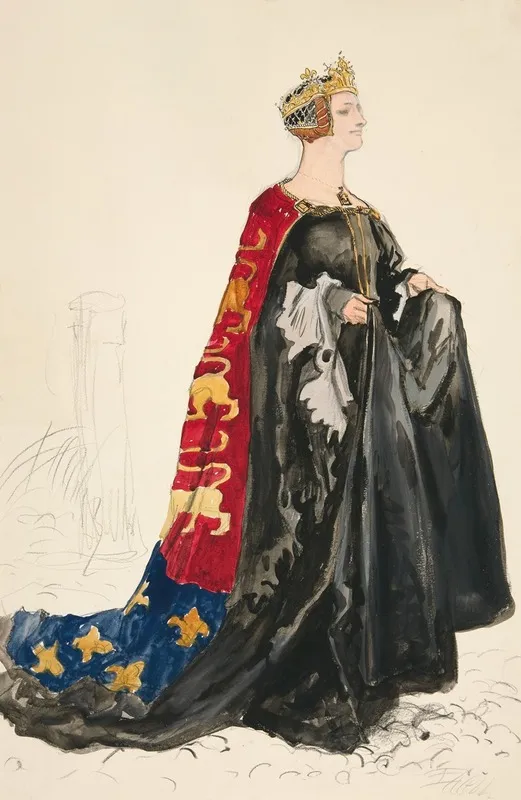 The Queen In Black Costume Sketch For Henry Irvings 1898 Planned Production Of Richard Ii