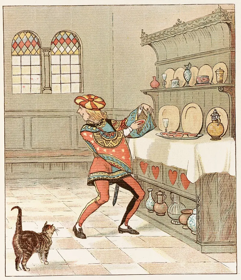 The Queen Of Hearts Pl 4 Wall Art by Randolph Caldecott - High-Resolution Digital Print