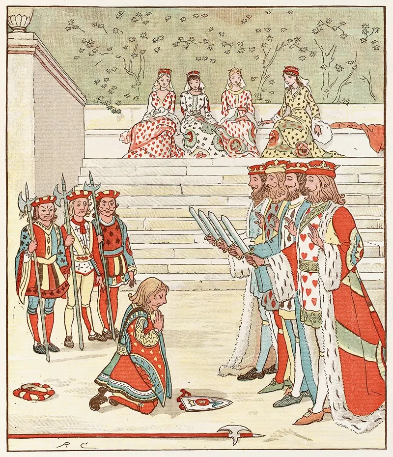 The Queen Of Hearts Pl 9 Wall Art by Randolph Caldecott - High-Resolution Digital Print
