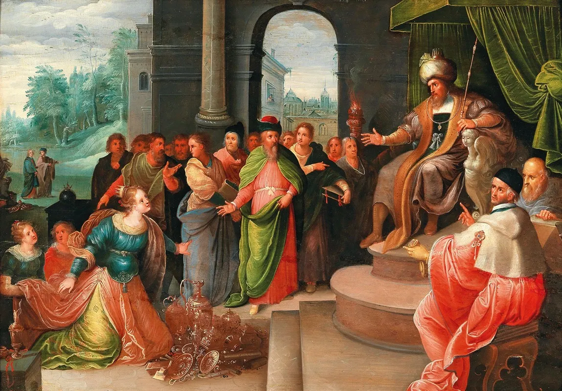The Queen Of Sheba And King Solomon Wall Art by Workshop of Frans Francken the Younger - High-Resolution Digital Print