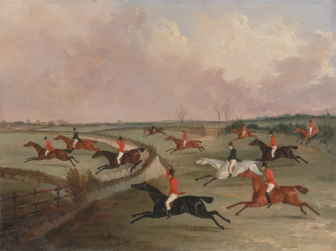 The Quorn Hunt In Full Cry Second Horses Wall Art by John Dalby - High-Resolution Digital Print