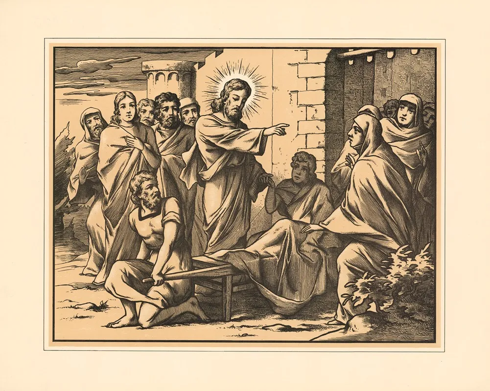 The Raising Of The Widows Son From Nain Wall Art by Aschendorff - High-Resolution Digital Print
