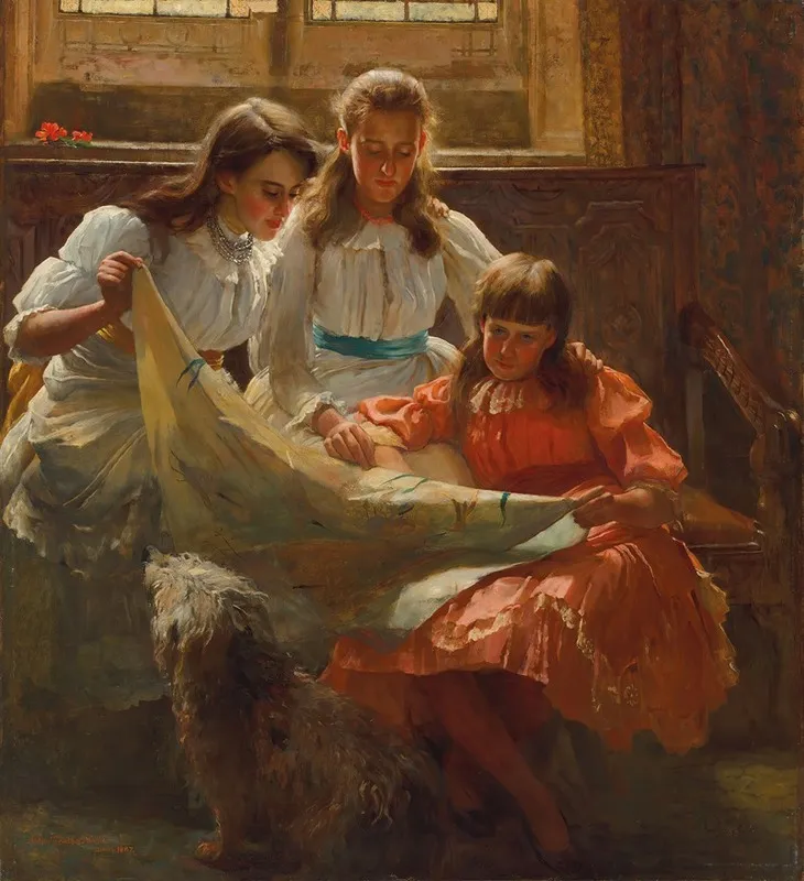 The Reading Lesson 2 Wall Art by Arthur Trevethin Nowell - High-Resolution Digital Print