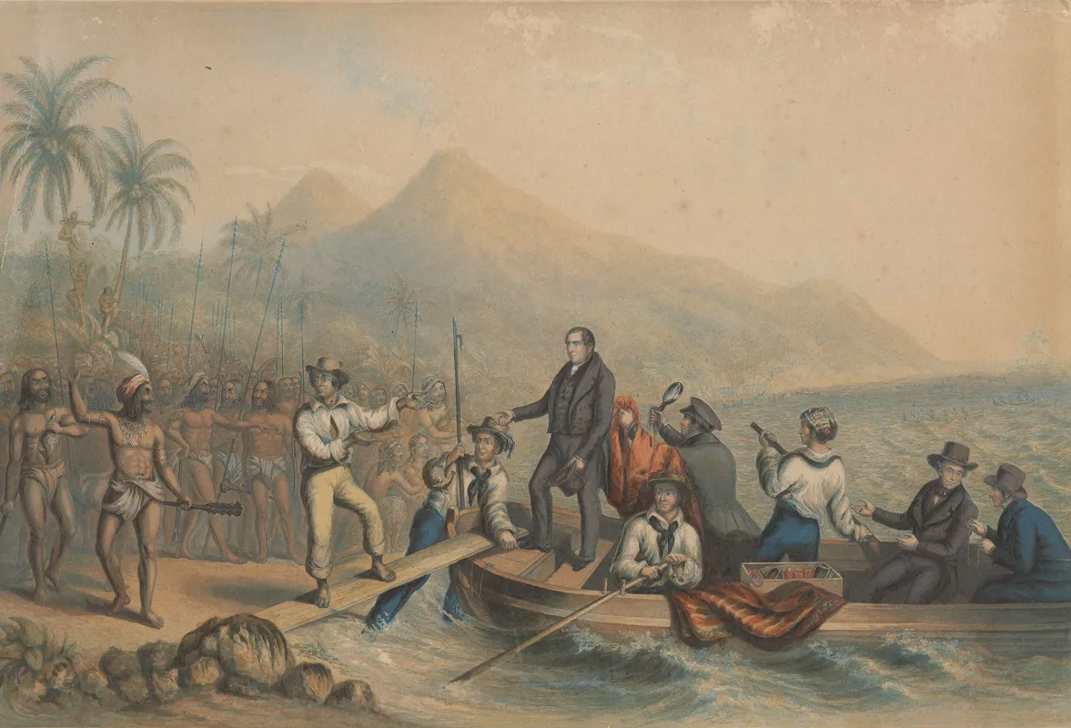 The Reception Of The Rev J Williams At Tanna In The South Seas The Day Before He Was Massacred