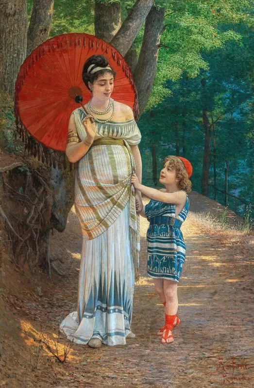 The Red Parasol 2 Wall Art by Anatolio Scifoni - High-Resolution Digital Print