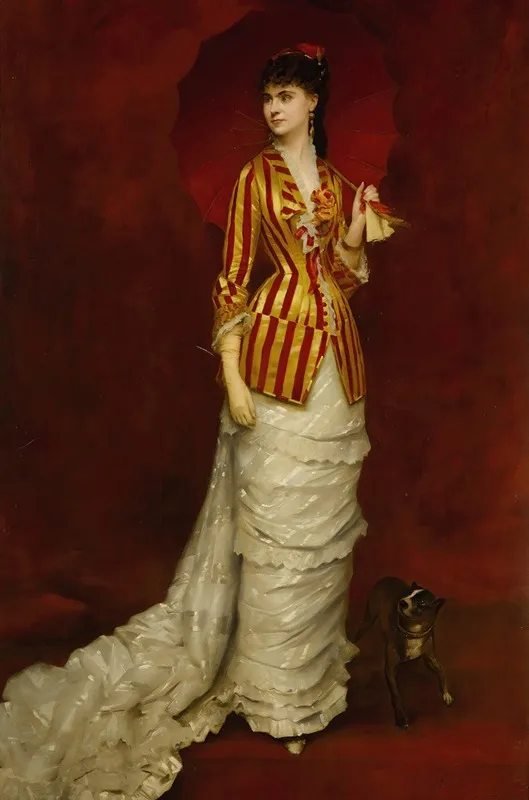 The Red Parasol Wall Art by Edouard Alexandre Sain - High-Resolution Digital Print