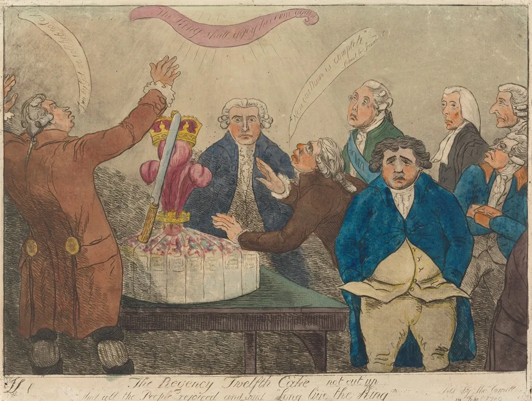 The Regency Twelfth Cake Not Cut Up And All The People Rejoiced And Said Long Live The King Wall Art by James Sayers - High-Resolution Digital Print