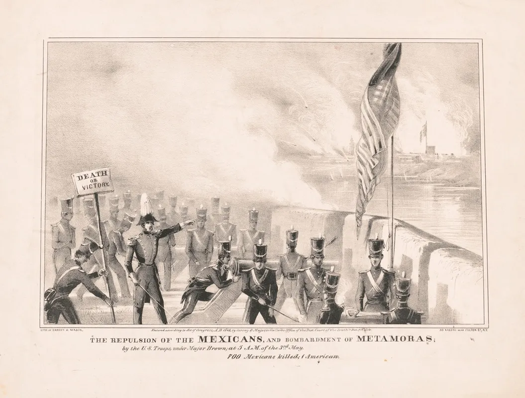The Repulsion Of The Mexicans And Bombardment Of Metamoras By The U S Troops Under Major Brown At 5 A M Of The 3rd May Wall Art by Sarony, Major & Knapp Lith. - High-Resolution Digital Print