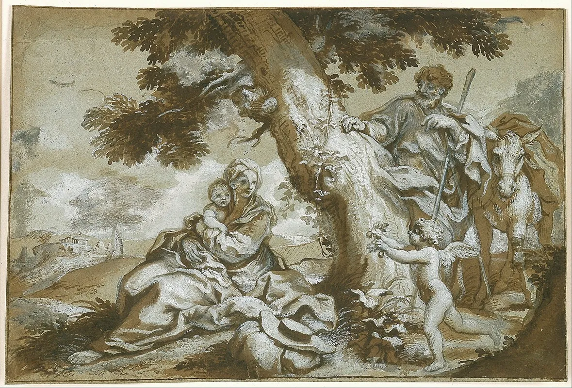 The Rest On The Flight Into Egypt 29 Wall Art by Paolo Gerolamo Piola - High-Resolution Digital Print