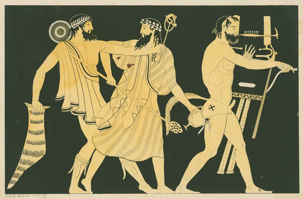 The Return Of Hephaestus To Olympus With Dionysus And Satyr Wall Art by A. Rey - High-Resolution Digital Print