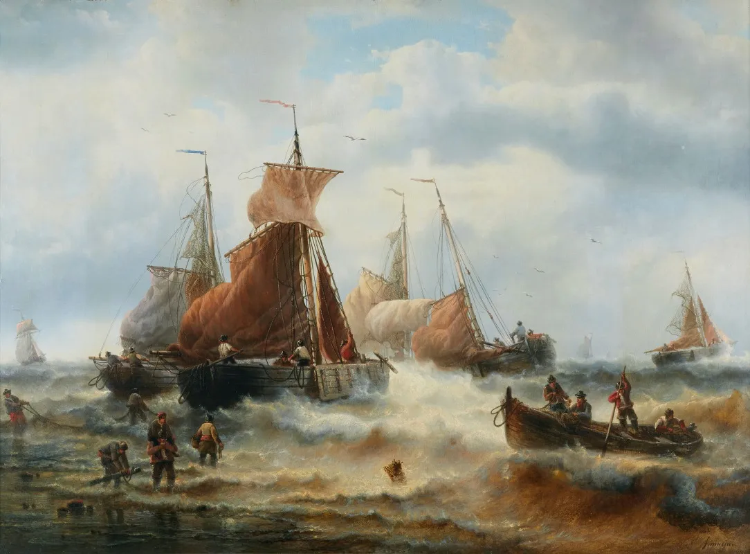 The Return Of The Fishermen Wall Art by François Musin - High-Resolution Digital Print