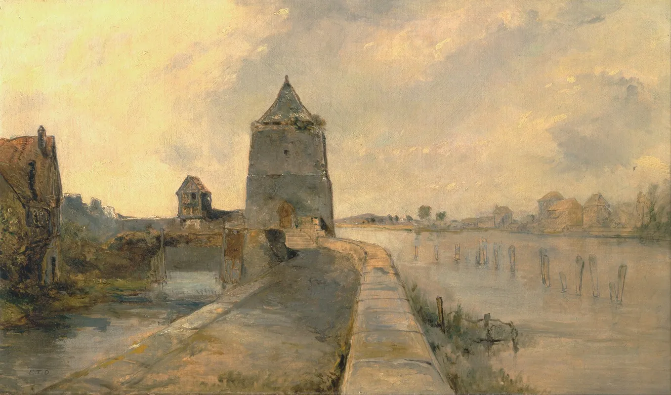 The Rhine At Constance Konstanz Am Rhein Wall Art by Rev. Edward Thomas Daniell - High-Resolution Digital Print