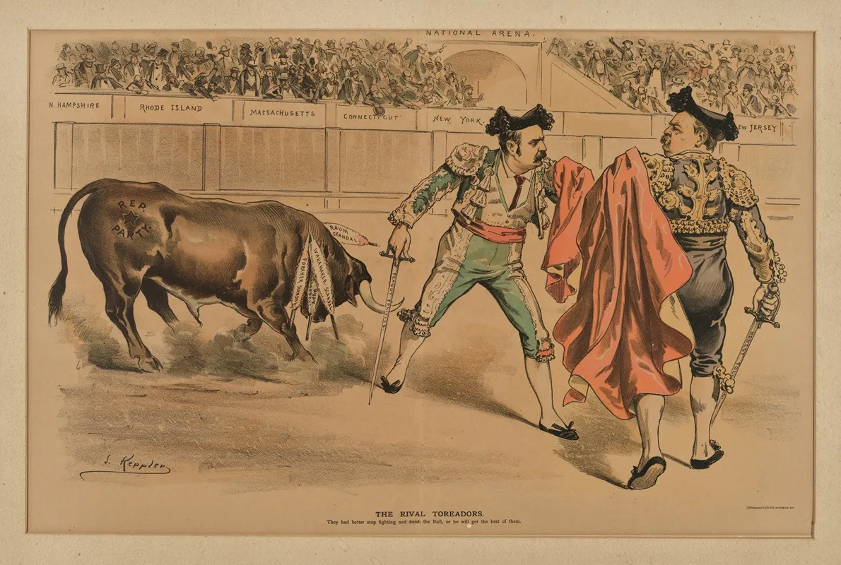 The Rival Toreadors Wall Art by Joseph Ferdinand Keppler - High-Resolution Digital Print