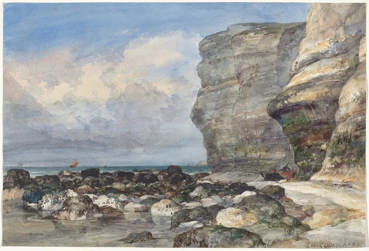 The Rocky Beach And Cliffs At Fecamp
