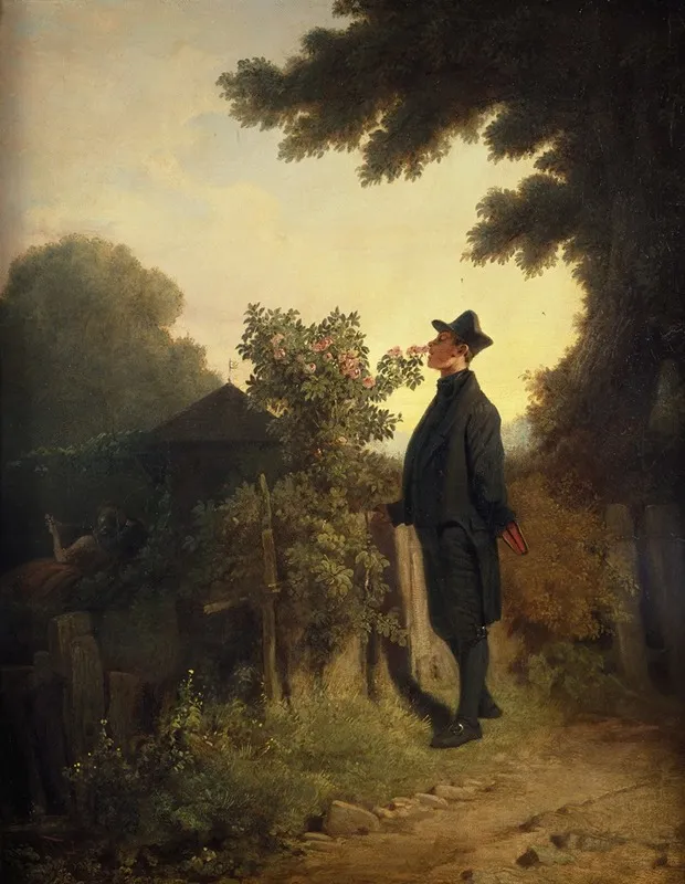 The Rose Lover Wall Art by Carl Spitzweg - High-Resolution Digital Print