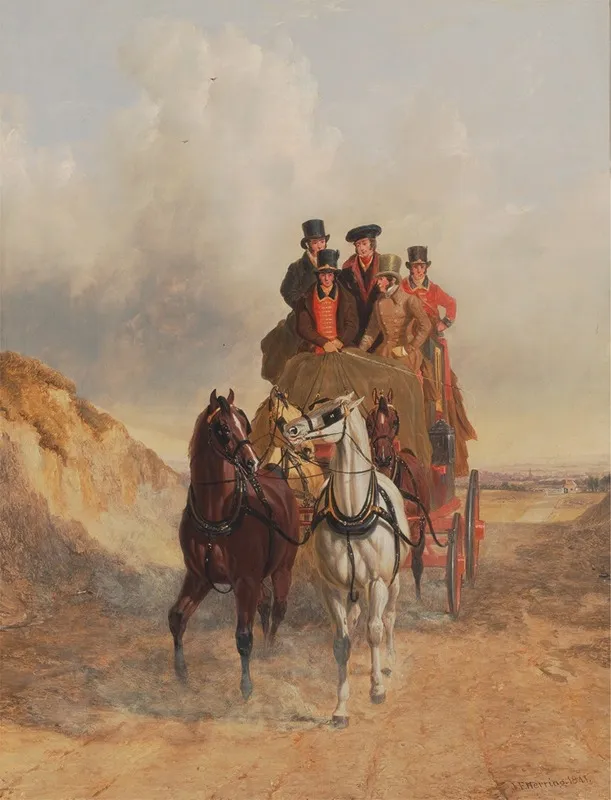 The Royal Mail Coach On The Road Wall Art by John Frederick Herring Snr. - High-Resolution Digital Print